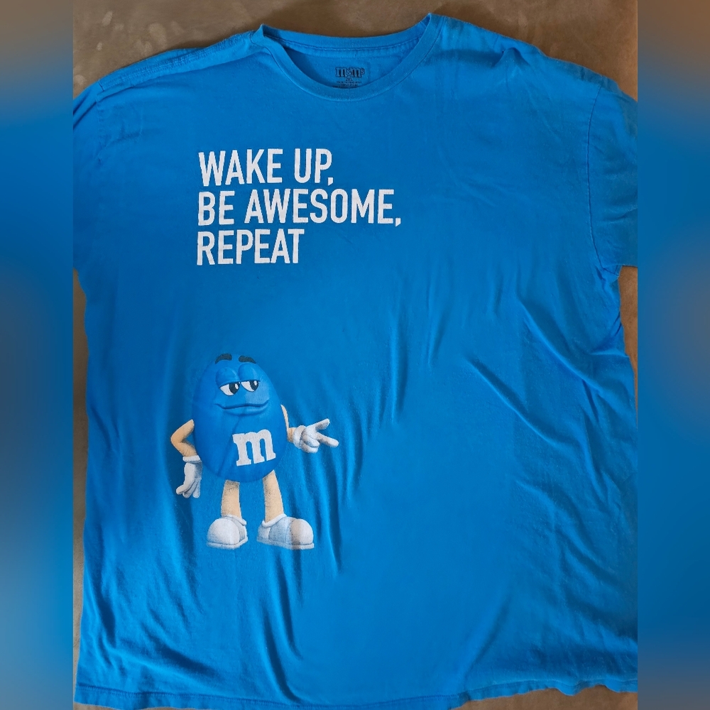 M&M World Blue M&M Mens T-Shirt-Blue-size 2XL